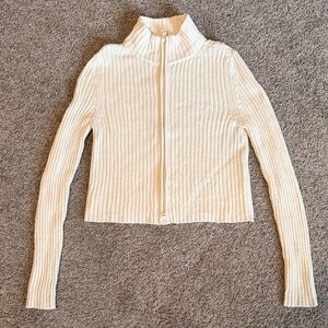 American Eagle Off-White Ribbed Knit Sweater